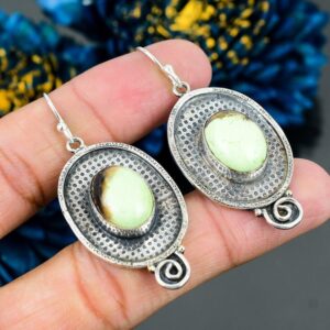 Lemon Chrysoprase Drop Earrings: Sterling Silver Dangle Jewelry