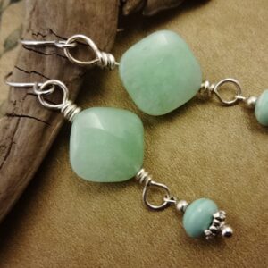 Mint Green Chrysoprase Earrings: Surgical Steel, Green Gemstone Jewelry