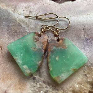 Raw Chrysoprase Gold Filled Drop Earrings: Gemstone Statement Jewelry