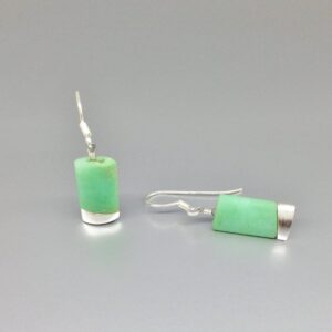 Earrings Chrysoprase silver handmade unique gift for her light green natural gemstone long hanging modern earrings DDP US paid