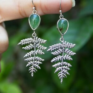Chrysoprase Earrings Sterling Silver Fern Earring