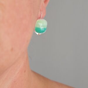Sterling silver chrysoprase mint green earrings.  One of a kind handmade unique earrings.