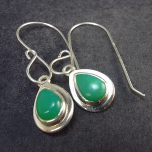 Stone Of Venus!! Elegant Natural Chrysoprase 925 Sterling Silver Dangle Earrings - 3.17 Grams