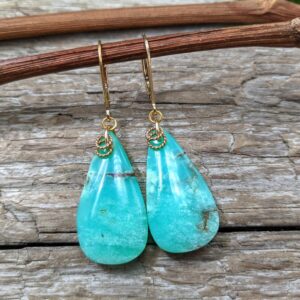 Chrysoprase Teardrop Dangle Earrings: Gold Filled Silver, Boho Luxury Jewelry, Gift for Her
