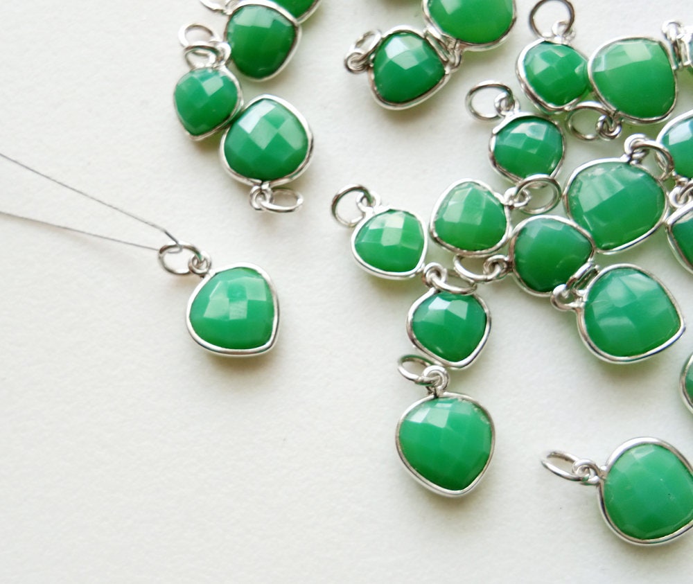 12-14mm Chrysoprase Connector With Jump Ring, 5 Pcs Green Chrysoprase Both Side Faceted Link, Chrysoprase 925 Silver Bezel Connector- Ks3751 12-14mm Chrysoprase Connector With Jump Ring, 5 Pcs Green Chrysoprase Both Side Faceted Link, Chrysoprase 925 Silver Bezel Connector- Ks3751