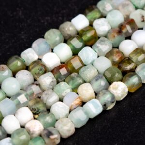 2x2MM Chrysoprase  Jade Beads Beveled Edge Faceted Cube Grade A Genuine Natural Full Strand Loose Beads 15.5" Bulk Lot Options (116928-1395)