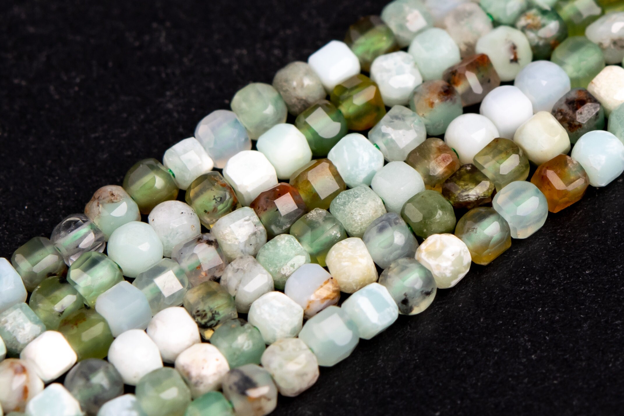 2x2mm Chrysoprase Jade Beads Beveled Edge Faceted Cube Grade A Genuine Natural Full Strand Loose Beads 15.5" Bulk Lot Options (116928-1395)