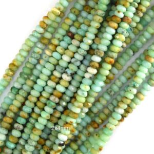 2x4mm natural micro faceted Australian green chrysoprase rondelle beads 15.5" strand