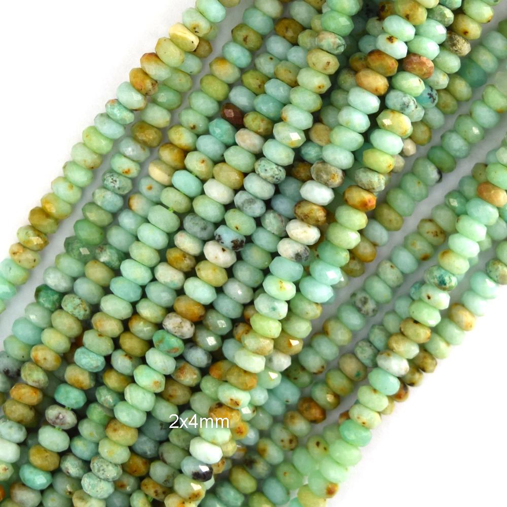 2x4mm Natural Micro Faceted Australian Green Chrysoprase Rondelle Beads 15.5" Strand