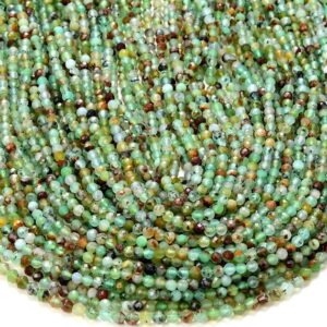 3MM Natural Chrysoprase Gemstone Grade AA Micro Faceted Round Beads 15 inch Full Strand BULK LOT 1,2,6,12 and 50 (80016265-P53)