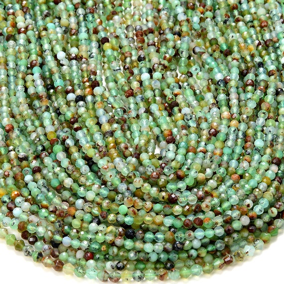 3mm Natural Chrysoprase Gemstone Grade Aa Micro Faceted Round Beads 15 Inch Full Strand Bulk Lot 1,2,6,12 And 50 (80016265-p53)