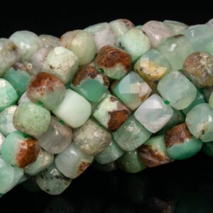 4-5mm Green Chrysoprase Beads Faceted Cube Grade Aaa Genuine Natural Gemstone Loose Beads 15" / 7.5" Bulk Lot Options (111739)