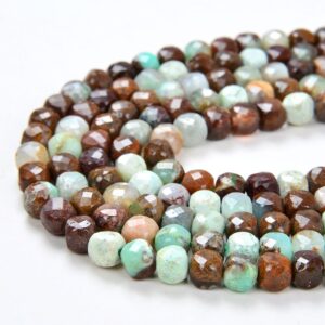 4mm Australia Chrysoprase Gemstone Grade A Micro Faceted Square Cube Loose Beads 15.5 Inch Full Strand (80007864-p7)