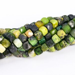 4MM Chrysoprase / Australian Jade Beads Faceted Cube Grade A Genuine Natural Gemstone Loose Beads 15.5"/7.5'' Bulk Lot Options (113051)