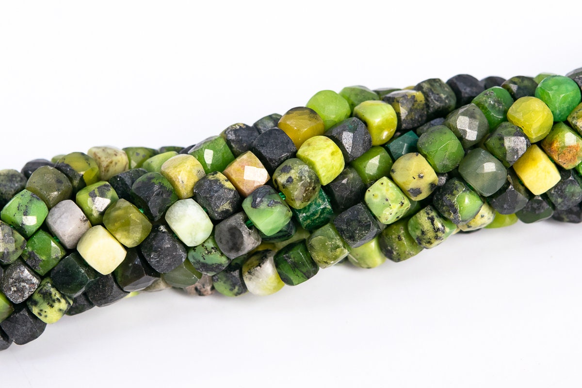 4mm Chrysoprase / Australian Jade Beads Faceted Cube Grade A Genuine Natural Gemstone Loose Beads 15.5"/7.5'' Bulk Lot Options (113051)