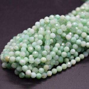 4mm Chrysoprase Gemstone Faceted Round Beads - 15" Strand | Semi-precious Gemstone Beads For Jewellery Making