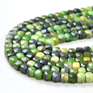 4MM Genuine Chrysoprase Gemstone Grade A Micro Faceted Square Cube Loose Beads 15 inch Full Strand (80007862-P7)