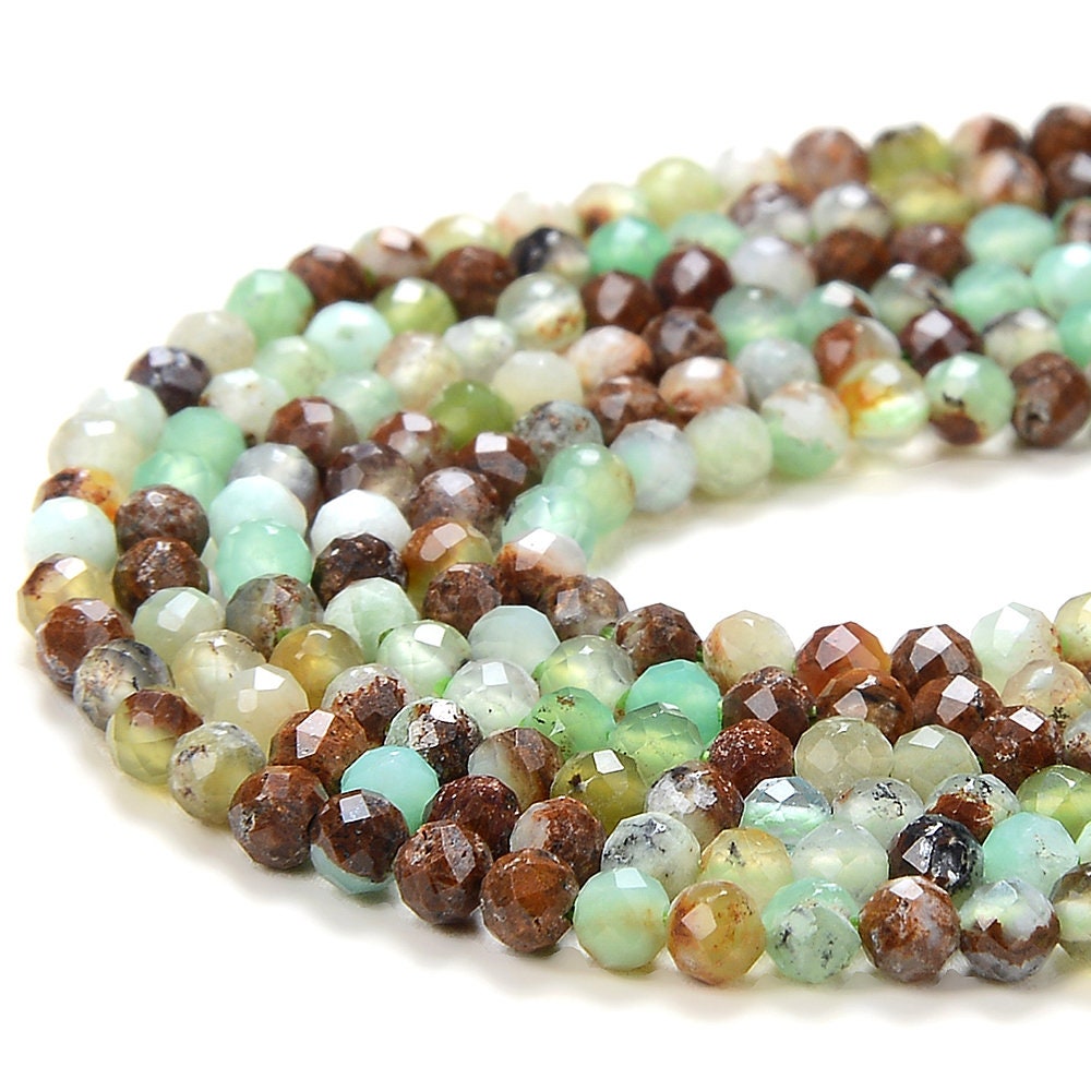 4mm Natural Chrysoprase Gemstone Grade A Micro Faceted Round Loose Beads 15 Inch Full Strand (80017035-p53)