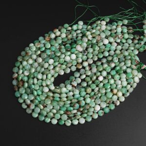 8MM Green Chrysoprase / Australian Jade Beads Grade AA Genuine Natural Gemstone Faceted Coin Loose Beads 15"/7.5" Bulk Lot Options