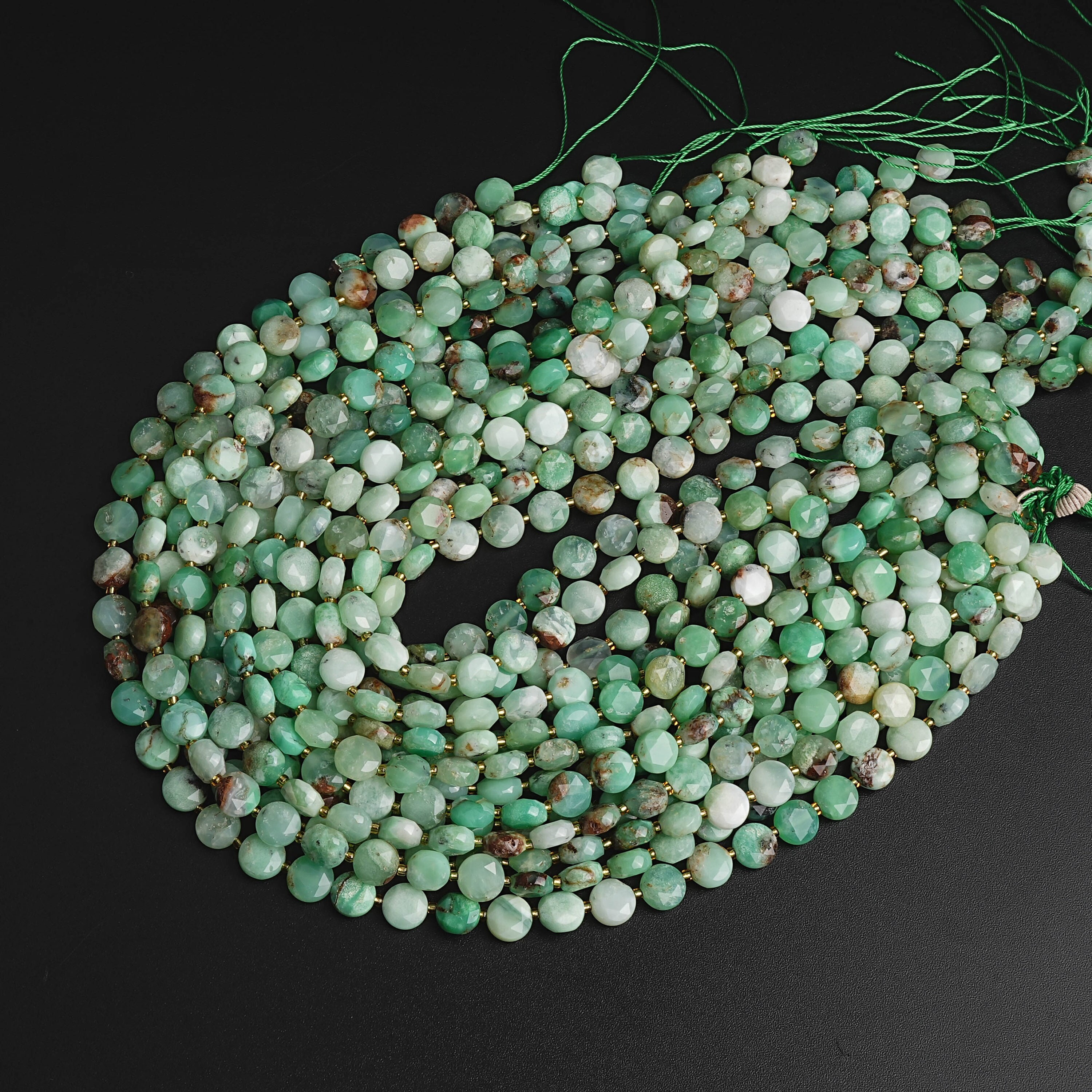 8mm Green Chrysoprase / Australian Jade Beads Grade Aa Genuine Natural Gemstone Faceted Coin Loose Beads 15"/7.5" Bulk Lot Options