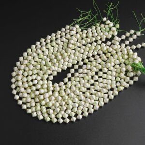 8MM White Green Australian Lemon Chrysoprase Beads Grade AA Genuine Natural Gemstone Bicone Faceted Loose Beads 15"/7.5" Bulk Lot Options