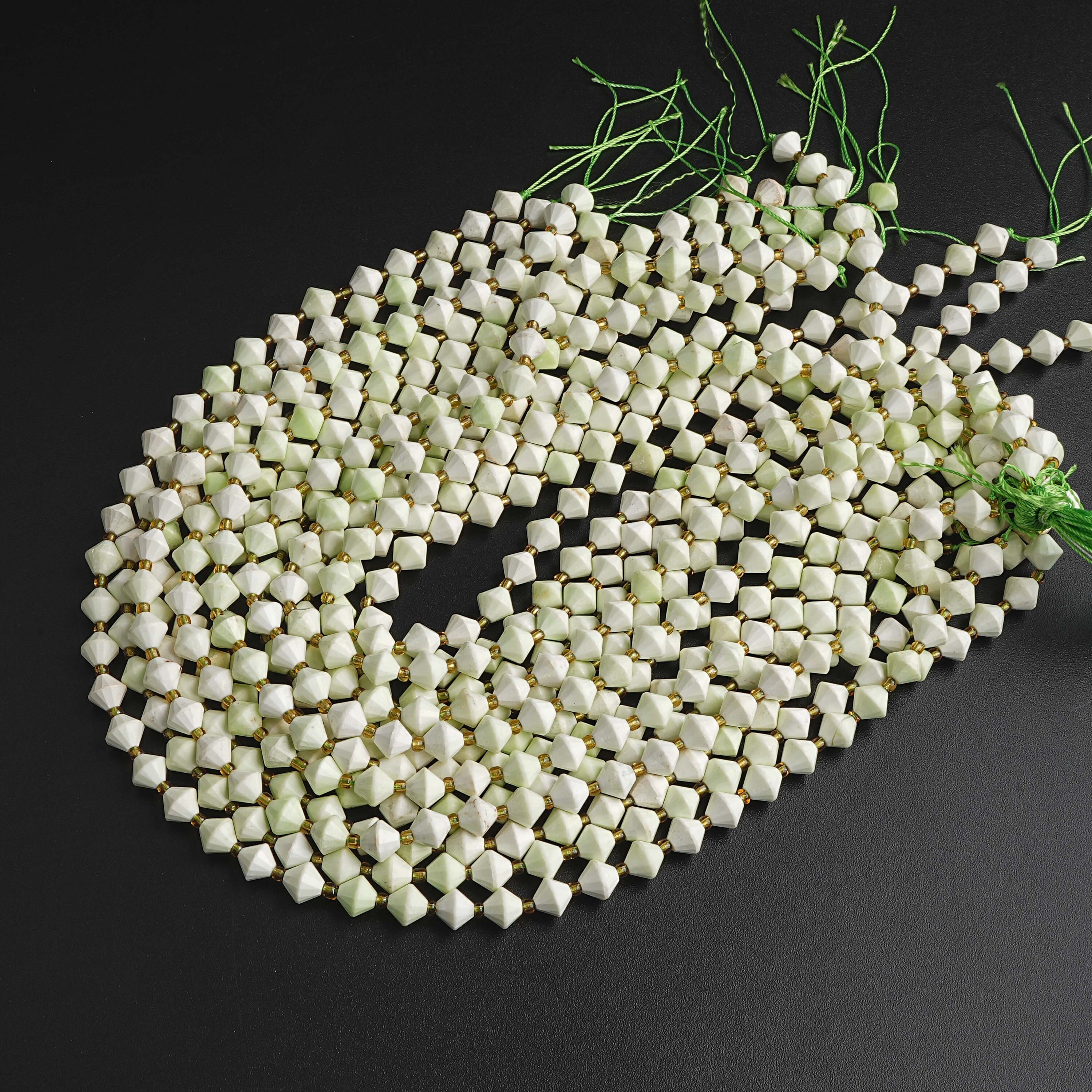 8mm White Green Australian Lemon Chrysoprase Beads Grade Aa Genuine Natural Gemstone Bicone Faceted Loose Beads 15"/7.5" Bulk Lot Options