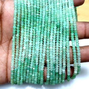 AAA Green Chrysoprase Faceted Rondelle Beads: 3MM, 13 Inch Strand