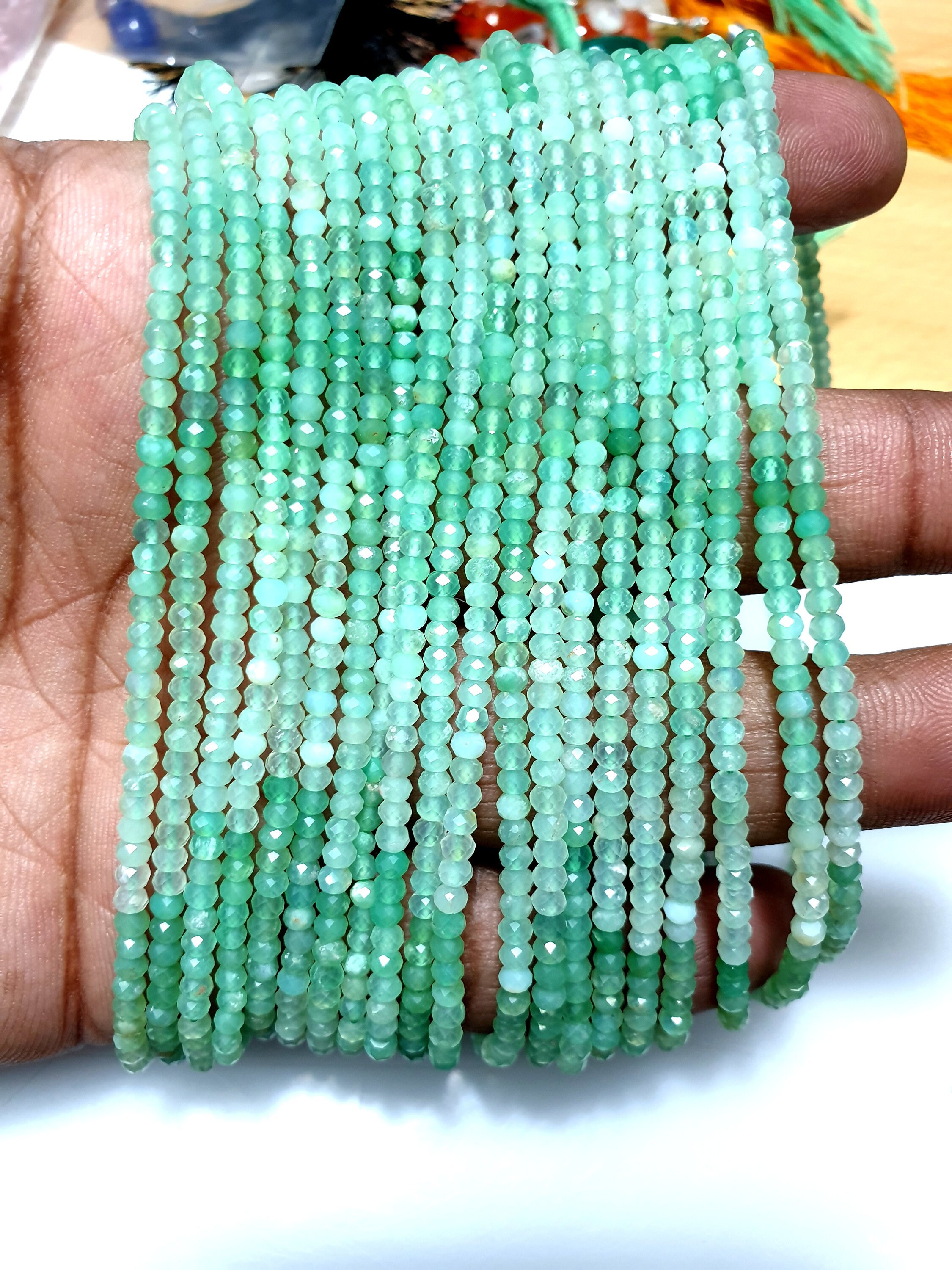 Aaa Green Chrysoprase Faceted Rondelle Beads: 3mm, 13 Inch Strand