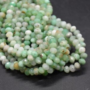 Australian Chrysoprase Gemstone Faceted Rondelle Spacer Beads - 4mm X 3mm - 15" Strand