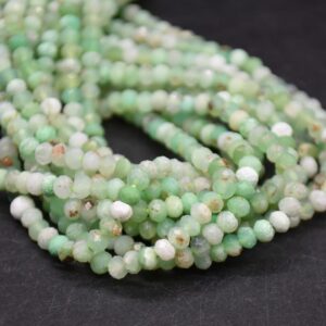 Australian Chrysoprase Gemstone Faceted Rondelle Spacer Beads - 3mm X 2mm - 15" Strand