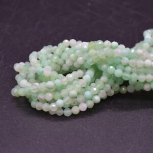 Australian Chrysoprase Gemstone Faceted Round Beads - 3mm - 15" Strand