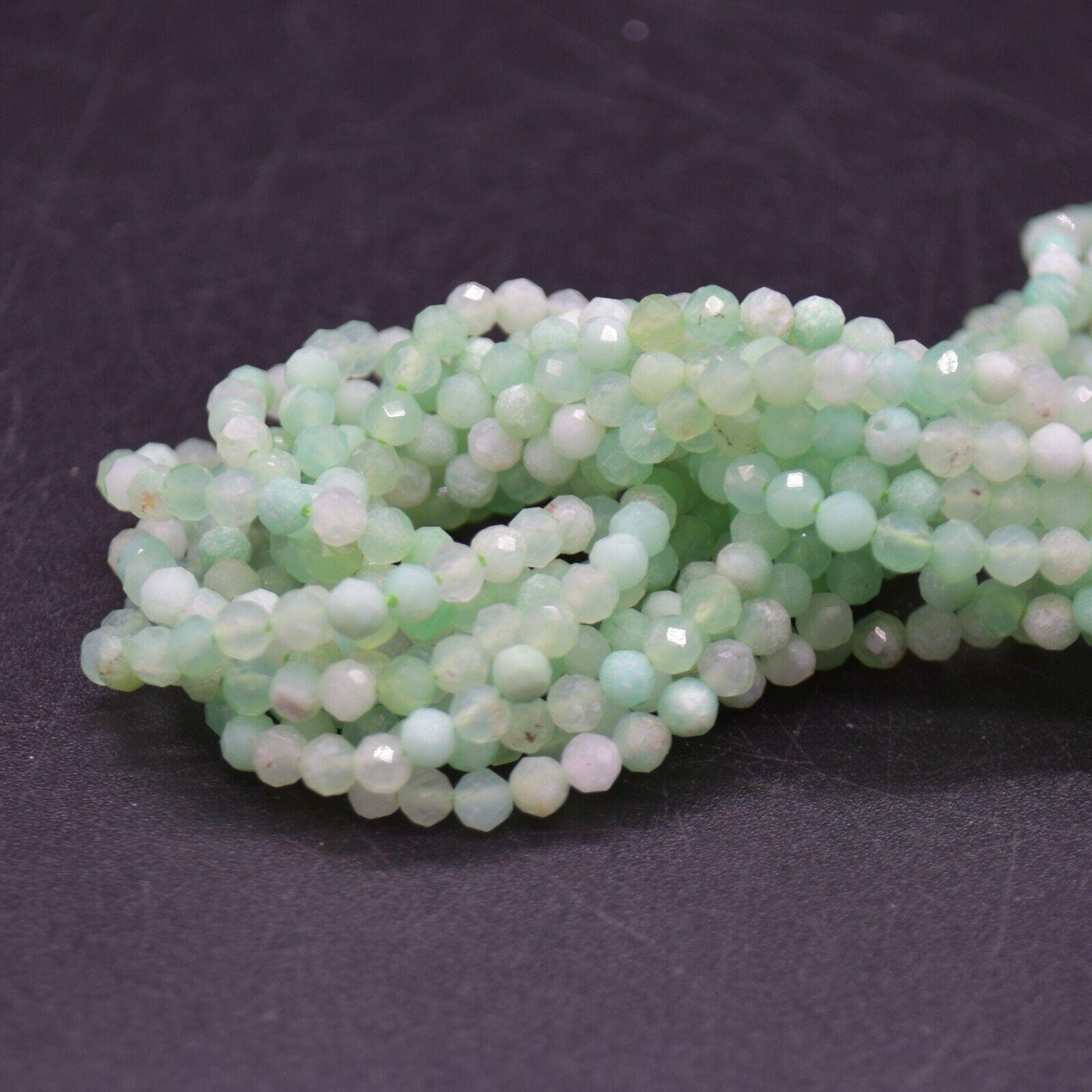 Australian Chrysoprase Gemstone Faceted Round Beads - 3mm - 15" Strand Australian Chrysoprase Gemstone Faceted Round Beads - 3mm - 15" Strand