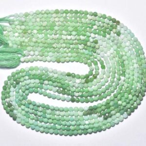 Beautiful Chrysoprase Faceted Round Beads - 12.5 inches - Natural Micro Cut Australian Chrysoprase Round - Size is 3 mm #590