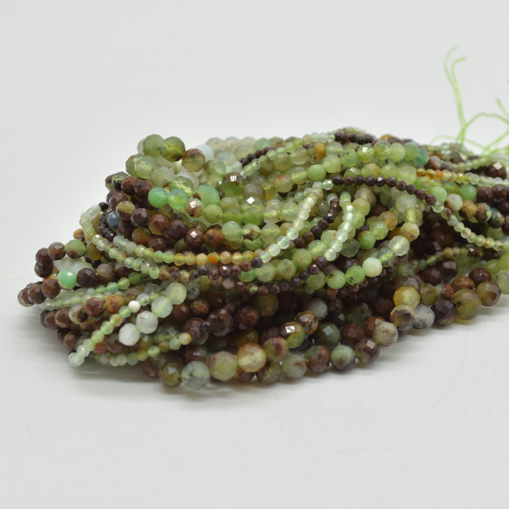 Brown Australian Chrysoprase Gemstone Faceted Round Beads - 2mm, 4mm Sizes - 15" Strand - Mixed Colours Brown Australian Chrysoprase Gemstone Faceted Round Beads - 2mm, 4mm Sizes - 15" Strand - Mixed Colours