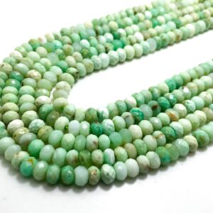 Natural Chrysoprase Beads, Green Faceted Rondelle 5mm X 9mm Gemstone Beads - 15.5" - Rdf70b
