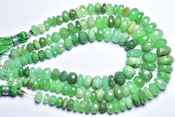Natural Beautiful Chrysoprase Rondelle Beads - 7 Inches - Beautiful Natural Faceted Chrysoprase Rondelle - Size Is 6-8 Mm #1741