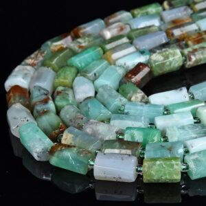 Natural Chrysoprase Gemstone Faceted Round Tube 12x8mm Loose Beads (d560)
