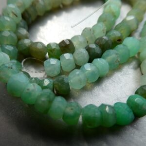 Chrysoprase Rondelle Faceted 4mm Beads -8in Strand Accent Gemstone-craft Natural Beads- Jewelry Making