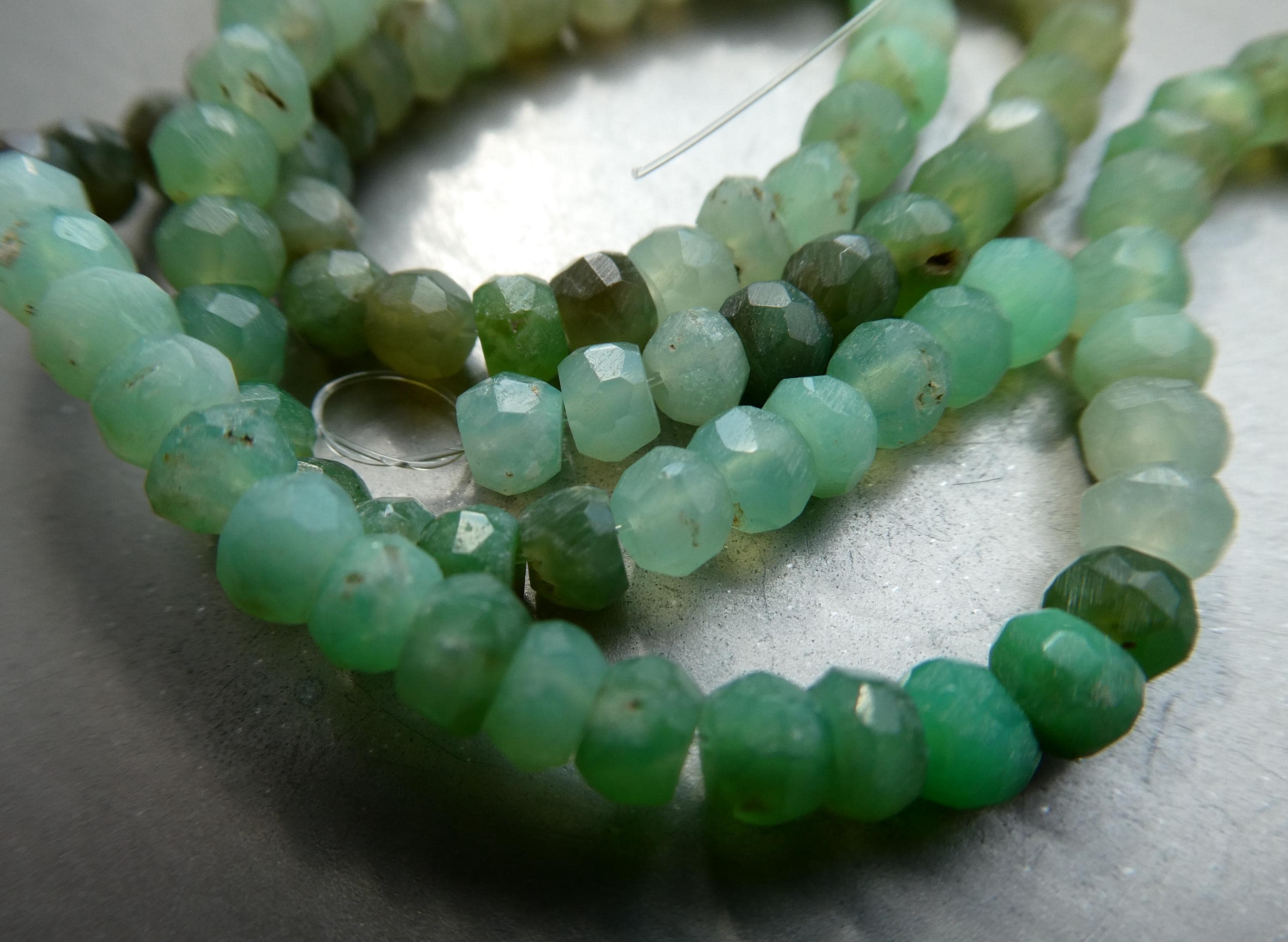 Chrysoprase Rondelle Faceted 4mm Beads -8in Strand Accent Gemstone-craft Natural Beads- Jewelry Making