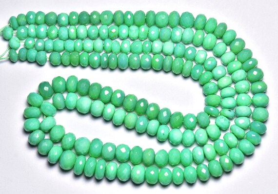 Super Quality Chalcedony Rondelle Beads - 8 Inches - Natural Chrysoprase Color Chalcedony Faceted Rondelle - Size Is 5.50-7mm #222