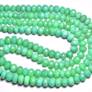 Super Quality Chrysoprase Rondelle Beads - 7 inches - Natural Chrysoprase Color Chalcedony Faceted Rondelle - Size is 6-8mm #226