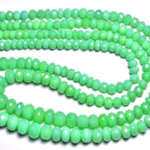 Superb Quality Chalcedony Rondelle Beads - 8 inches - Natural Chrysoprase Color Chalcedony Faceted Rondelle,Size is 5-7mm #234