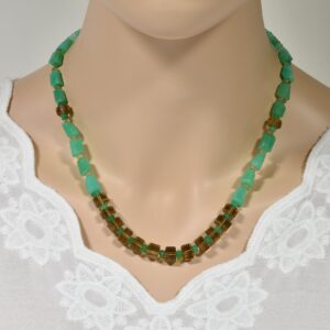 Chrysoprase and Whiskey Quartz Necklace, Hight Quality Gemstone Statement Necklace