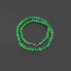 Chrysoprase Beaded Necklace, Green Gemstone Rondelle Beads, 18 Inch