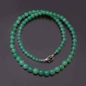 Chrysoprase Beaded Necklace - Green Gemstone Jewelry, 16 Inch