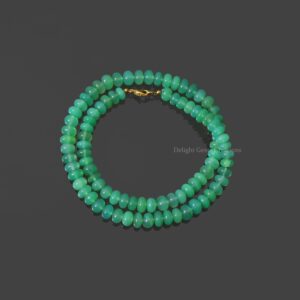 Chrysoprase Beaded Necklace, Smooth Rondelle Gemstone, 18 Inch