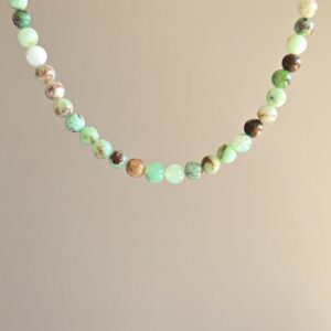 Chrysoprase Crystal Choker Necklace: 16 Inch Handmade Gemstone Beaded Necklace