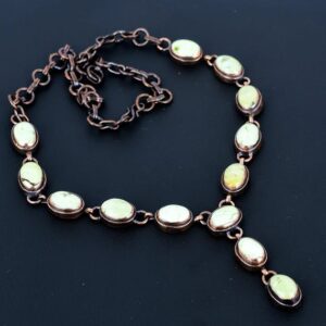 Electroformed Copper Lemon Chrysoprase Necklace - Adjustable Chain