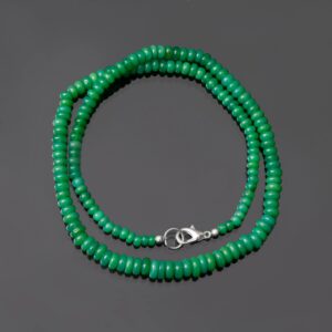 Chrysoprase Gemstone Beaded Necklace, Handmade Green Rondelle Beads