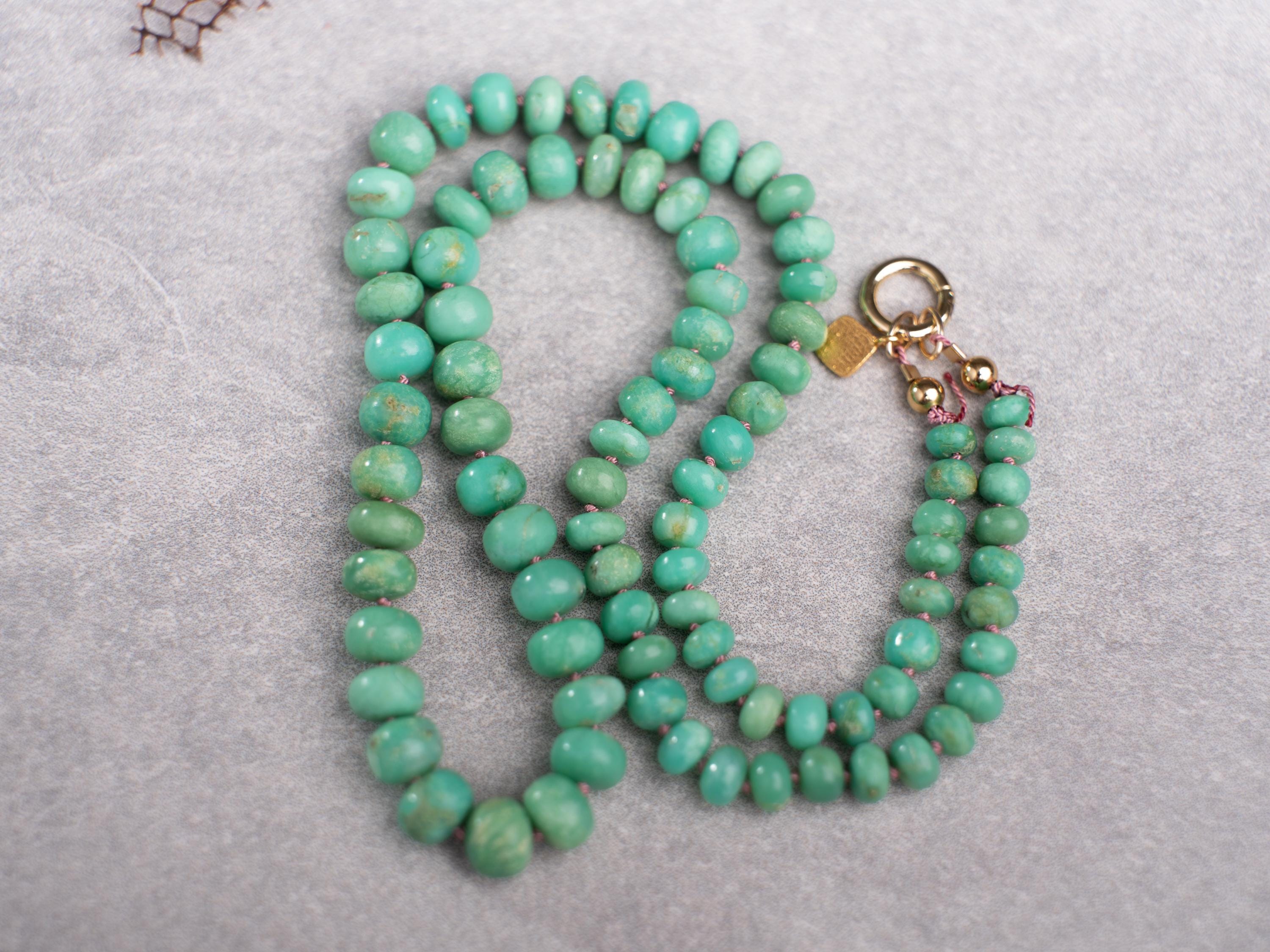 Gemstone Necklace: Natural Green Australian Chrysoprase, 14k Gold-fill, Beaded Necklace